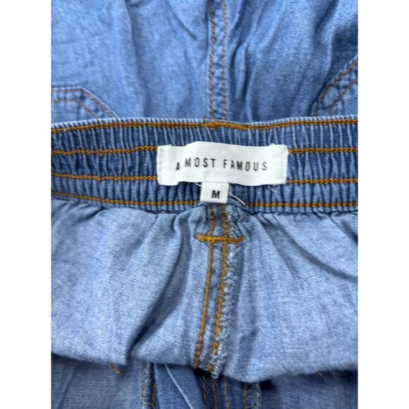 Almost Famous Blue Cargo Denim Pants Size M - Picture 10 of 11